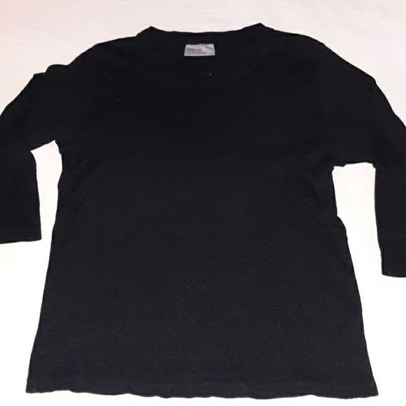 Michael Stars Stretchy Black ¾ Sleeve Shirt OSFM - Picture 2 of 5